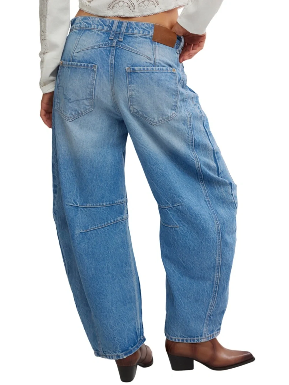 Free People Light Blue High-Rise Wide Leg Jeans - Picture 3 of 16